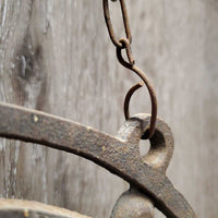 Cast Iron "Welcome" Hanging Sign, Chain *gc, faded, residue, rusty
