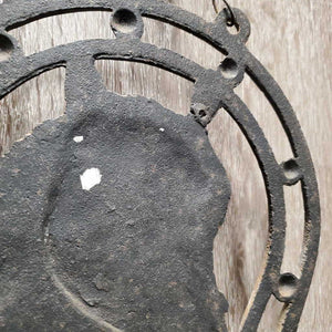 Cast Iron "Welcome" Hanging Sign, Chain *gc, faded, residue, rusty