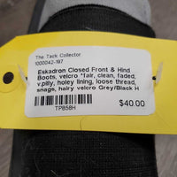 Closed Front & Hind Boots, velcro *fair, clean, faded, v.pilly, holey lining, loose thread, snags, hairy velcro