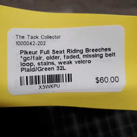 Full Seat Riding Breeches *gc/fair, older, faded, missing belt loop, stains, weak velcro

