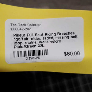 Full Seat Riding Breeches *gc/fair, older, faded, missing belt loop, stains, weak velcro