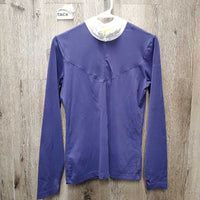 LS Hvy Shirt, 1/3 Zip Up, Bling *gc, puckered collar, missing bling, stains
