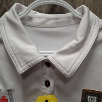 SS Polo Shirt, 1/4 Button Up "Equine Canada" *gc, mnr snags, rubs
