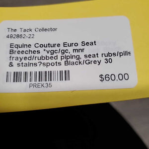 Euro Seat Breeches *vgc/gc, mnr frayed/rubbed piping, seat rubs/pills & stains?spots