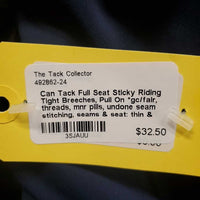 Full Seat Sticky Riding Tight Breeches, Pull On *gc/fair, threads, mnr pills, undone seam stitching, seams & seat: thin & v.rubbed, dry, peeled & missing stickies