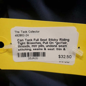 Full Seat Sticky Riding Tight Breeches, Pull On *gc/fair, threads, mnr pills, undone seam stitching, seams & seat: thin & v.rubbed, dry, peeled & missing stickies