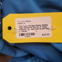 Full Seat Sticky Riding Tight Breeches, Pull On, 2 Thigh Pockets *gc, seat rubs & pills