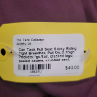 Full Seat Sticky Riding Tight Breeches, Pull On, 2 Thigh Pockets *gc/fair, cracked logo, peeled seams, v.rubbed seat, missing stickies
