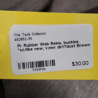 Pr Rubber Web Reins, buckles *xc/like new, v.mnr dirt?dust
