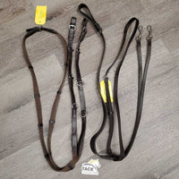 German Martingale, Cotton Web Reins *vgc/gc, dirt, xholes, v.creased/puckered
