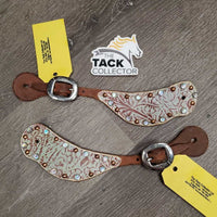 Pr Western Leather Spur Straps, Bling *vgc, mnr scrapes & stains
