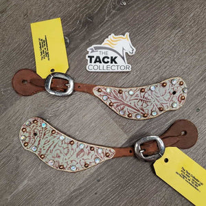 Pr Western Leather Spur Straps, Bling *vgc, mnr scrapes & stains