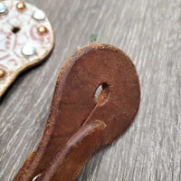 Pr Western Leather Spur Straps, Bling *vgc, mnr scrapes & stains
