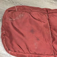Thick Padded Quilt & Fleece Lined Bridle Bag, velcro *gc, older, stains, dirty