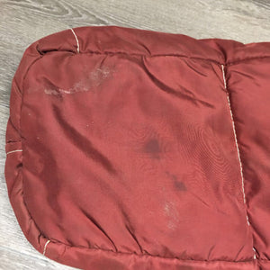 Thick Padded Quilt & Fleece Lined Bridle Bag, velcro *gc, older, stains, dirty