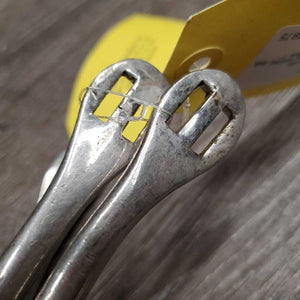 Pr POW Spurs *gc/fair, widened/bent, peeling, scuffed, dull, stains, residue, rubs