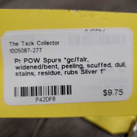 Pr POW Spurs *gc/fair, widened/bent, peeling, scuffed, dull, stains, residue, rubs
