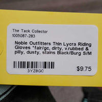 Thin Lycra Riding Gloves *fair/gc, dirty, v.rubbed & pilly, dusty, stains
