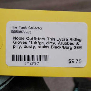 Thin Lycra Riding Gloves *fair/gc, dirty, v.rubbed & pilly, dusty, stains