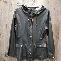 Light Vinyl Rain Jacket, zipper, hood *vgc, mnr stain?
