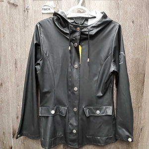 Light Vinyl Rain Jacket, zipper, hood *vgc, mnr stain?