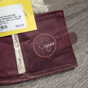 Wrap Around Bell Boots, velcro, Sheepskin Top *gc, dirt, hairy velcro, rubs, sm holes, clumpy