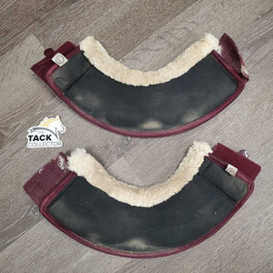 Wrap Around Bell Boots, velcro, Sheepskin Top *gc, dirt, hairy velcro, rubs, sm holes, clumpy