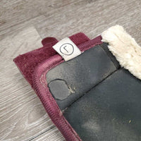 Wrap Around Bell Boots, velcro, Sheepskin Top *gc, dirt, hairy velcro, rubs, sm holes, clumpy