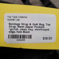 Bandage Wrap & Quilt Bag, Top Strap, Mesh Zipper Pockets *gc/fair, clean, hay, torn/frayed edge, hole
