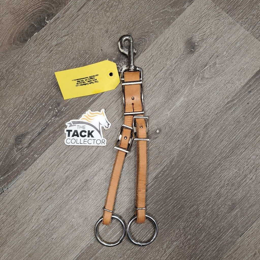 v.short Thick Leather Running Martingale Attachment, snap *gc, cut ends, shortened