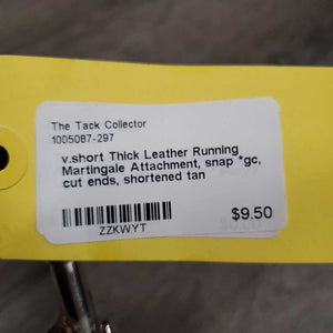 v.short Thick Leather Running Martingale Attachment, snap *gc, cut ends, shortened