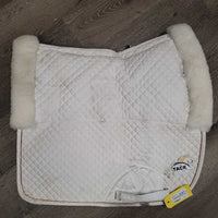 Sheepskin Lined Dressage Saddle Pad *gc, stains, hair, dirt, mnr rubs, cut tabs
