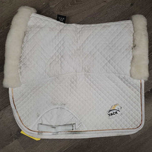 Sheepskin Lined Dressage Saddle Pad *gc, stains, hair, dirt, mnr rubs, cut tabs