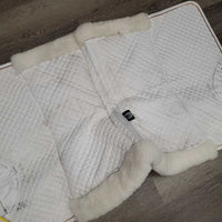 Sheepskin Lined Dressage Saddle Pad *gc, stains, hair, dirt, mnr rubs, cut tabs
