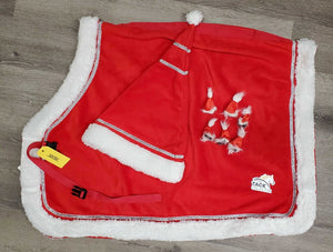 Horse Santa - Holiday Costume Set: Quarter Sheet, Santa Hat, 4 Clips *vgc, mnr hair & clumpy fleece