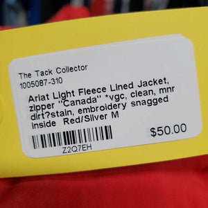 Light Fleece Lined Jacket, zipper "Canada" *vgc, clean, mnr dirt?stain, embroidery snagged inside