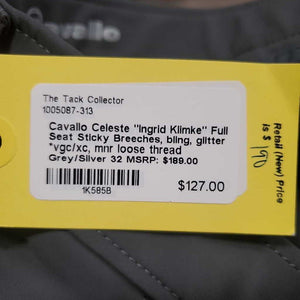 "Ingrid Klimke" Full Seat Sticky Breeches, bling, glitter *vgc/xc, mnr loose thread