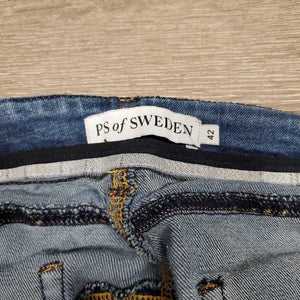 Full Sticky Seat Denim Breeches *gc, curled lining, puckers, seat/legs: rubs, faded & peeled stickies, mnr undone stitching