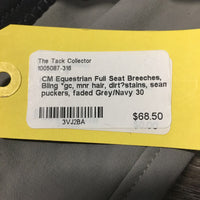Full Seat Breeches, Bling *gc, mnr hair, dirt?stains, seam puckers, faded
