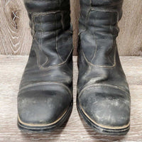 Pr Dress Boots, Zips *gc/fair, v.dirty, thin/holey edges, thin heels, undone seams, toes: scratches, faded & scuffs
