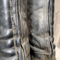 Pr Dress Boots, Zips *gc/fair, v.dirty, thin/holey edges, thin heels, undone seams, toes: scratches, faded & scuffs
