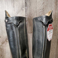 Pr Field Boots, Zipper *gc/fair, dirt, unstitched seams, thin/holey edges, scratches, scuffs, sticky/tired teeth