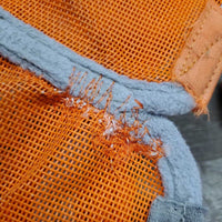 2 Hvy Mesh Fly Boots, velcro *gc, repairs, snags, stains, clean, binding: curled & rubs
