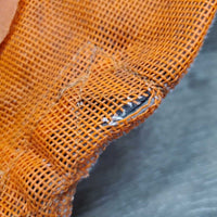 2 Hvy Mesh Fly Boots, velcro *gc, snags, v.stained, clean, sm holes, binding: curled & rubs
