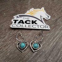 Pr Heart & Turquoise Western Style Earrings *vgc
