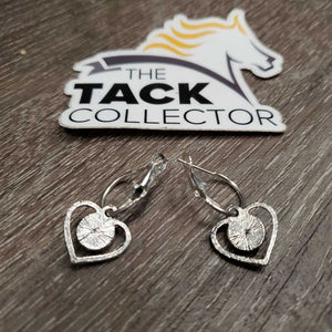 Pr Heart & Turquoise Western Style Earrings *vgc