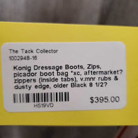 Dressage Boots, Zips, picador boot bag *xc, aftermarket? zippers (inside tabs), v.mnr rubs & dusty edge, older
