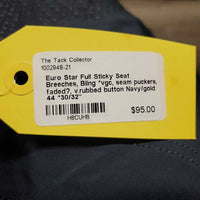 Full Sticky Seat Breeches, Bling *vgc, seam puckers, faded?, v.rubbed button
