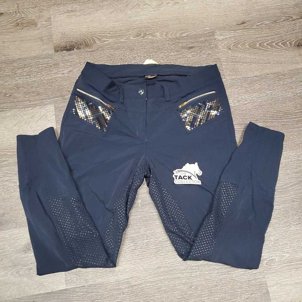 Full Sticky Seat Breeches, Bling *vgc, seam puckers, faded?, v.rubbed button