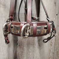 Hvy Padded Leather Lungeing Cavesson, 2 Bit Straps, Adjustable Crown to nose strap, Roller Buckles *xc/like new, film, v.mnr scraped edges
